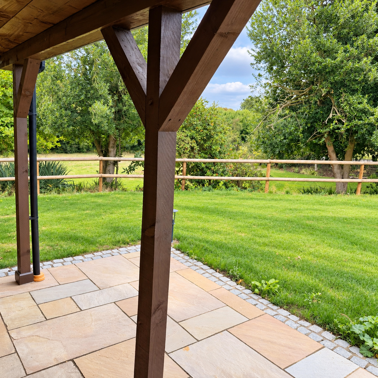Rural garden outlook from the sheltered patio